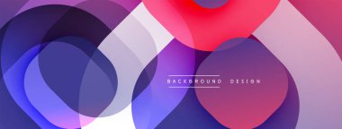Soyut sıvı şekilleri örtüşür ve canlı renk değişimleri yaratır. Mor, mavi, kırmızı renkli modern tasarım. Minimalist estetik.