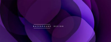 Soyut mor tasarım, üst üste binen şekiller. Modern, dinamik bileşim sıvı görsel efekt yaratır. Minimalist metin mevcut.