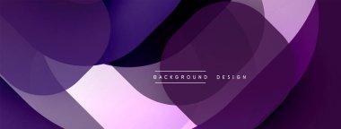 Soyut mor tasarım. Üst üste binen şekiller akışkan ve modern estetik yapılar yaratır. Metin arka plan tasarımı okur. Düzen eğimleri kompozisyona hakim.