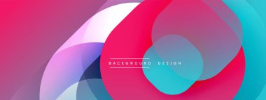 Soyut renkli arkaplan. Üst üste binen daireler dinamik görsel efekt yaratır. Pembe, mor, mavi renkler kompozisyona hakim. Modern tasarım ögesi.