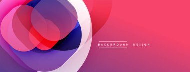 Soyut renkli çakışan daireler dinamik görsel efekt yaratır. Pembe, mor renkler kompozisyona egemen, modern tasarım elementi.