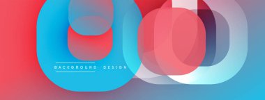 Soyut geometrik şekiller örtüşüyor, canlı renk eğimleri yaratıyor. Mavi, kırmızı, mor renkler kusursuz bir şekilde harmanlanır. Modern tasarım ögesi.