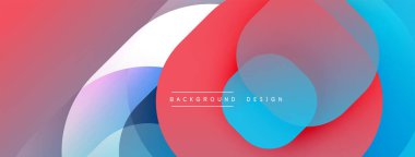 Soyut renkli tasarım. Üst üste binen daireler dinamik görsel efekt yaratır. Kırmızı, mavi, beyaz renkler kusursuz bir şekilde harmanlanır. Modern arkaplan dokusu.