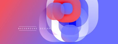Soyut tasarım özellikleri üst üste binen daireler, canlı gradyanlar. Pembe, mor, mavi renkler dinamik görsel efekt yaratır. Modern arkaplan.
