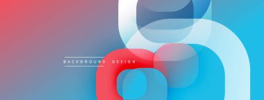Soyut renkli arkaplan. Üst üste binen şekiller dinamik görsel efekt yaratır. Gradyan renkleri pürüzsüz, modern tasarım ögesine karışıyor.