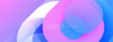 Soyut gradyan daireler örtüşüyor, canlı mor, mavi renkler yaratıyor. Arkaplan ve sunumlar için modern tasarım ögesi.