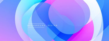 Soyut katmanlar örtüşüyor, parlak mavi, pembe, beyaz gradyanlar yaratıyor. Modern tasarım akıcılık, hareket, derinlik öneriyor. Arkaplan metni arkaplan tasarımı okur.