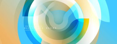 Soyut dairesel tasarım. Üst üste binen katmanlar dinamik görsel efekt yaratır. Sıcak, serin renkler kusursuz bir şekilde harmanlanır. Modern estetik.