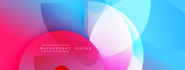 Soyut, enerjik bir arkaplan. Üst üste binen daireler dinamik görsel efekt yaratır. Pembe, mavi renkler kompozisyona hakim. Modern tasarım ögesi.
