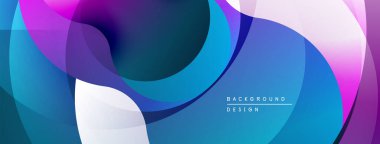Soyut sıvı şekilleri örtüşür, canlı gradyanlar yaratır. Maviler, morlar, pembeler kusursuz bir şekilde harmanlanır. Arka planlar için modern tasarım ögesi.