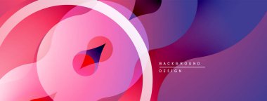 Soyut sıvı şekilleri, pembeler, morlar dinamik bileşim oluşturur. Modern tasarım öğeleri hareket, enerji, görsel ilgi.