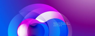 Soyut sıvı şekilleri, canlı mor, mavi gradyanlar. Modern tasarım öğesi, dinamik kompozisyon, pürüzsüz geçişler. Minimalist estetik.