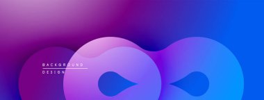 Soyut eğim arkaplanı. Pürüzsüz akış şekilleri modern görsel efektler yaratır. Mor, mavi renkler kompozisyona hakim..