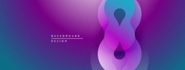 Soyut mor tasarım akışkan şekiller içerir. Gradyan renkler dinamik görsel efekt yaratır. Modern arkaplan ögesi.