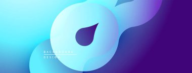 Soyut sıvı şekilleri, mavi mor gradyan. Modern tasarım, düz kıvrımlar, dinamik kompozisyon. Arkaplan dokusu, görsel element.