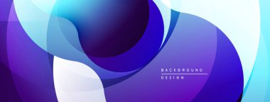 Soyut sıvı şekilleri, canlı maviler, morlar dinamik bir zemin oluşturur. Modern tasarım, pürüzsüz eğimler görsel ilgi sunar.