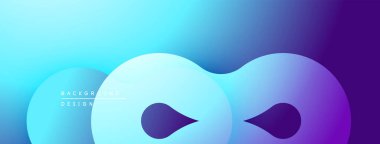 Soyut sıvı şekiller, gradyan mavi mor renkler. Modern tasarım, düz kıvrımlar, dinamik kompozisyon. Dijital projeler için arkaplan ögesi.