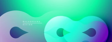 Soyut sıvı şekilleri canlı turkuazları, mor renkleri harmanlıyor. Modern tasarım hareketi, enerjiyi, görsel cazibeyi çağrıştırıyor.