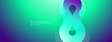 Soyut gradyan arkaplan özellikleri akan şekiller. Teal, yeşil, mor renkler düzgün bir şekilde harmanlanarak dinamik görsel efekt yaratır. Modern tasarım ögesi.