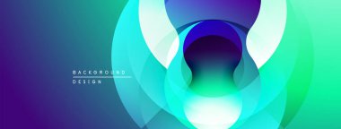 Soyut eğimler katmanlı daireler oluşturur. Teal, mor renkler harmanlanarak dinamik görsel efekt yaratır. Modern tasarım ögesi.