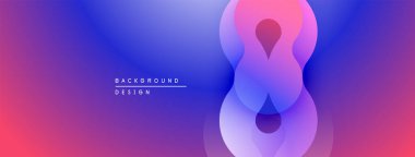 Soyut gradyan arkaplan özellikleri çakışan şekiller. Pembe, mor, mavi renkler pürüzsüz bir geçiş yaratır, modern tasarım elementi..