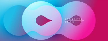 Soyut gradyan şekiller çakışıyor. Pembeye mavi geçiş. Modern tasarım sonsuzluğu, akışı, bağlantıyı öneriyor. Minimalist estetik.