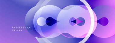 Soyut mor arkaplan. Üst üste binen daireler dinamik görsel efekt yaratır. Modern tasarım, düz gradyanlar, canlı renkler.