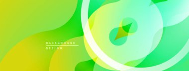 Soyut sıvı şekiller, canlı yeşil renkler, katmanlı tasarım. Yumuşak eğimli modern arkaplan, dinamik kompozisyon.