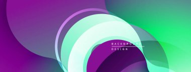 Soyut sıvı şekiller, canlı mor, yeşil renkler. Modern tasarım, pürüzsüz eğimler dinamik kompozisyon yaratır. Minimalist estetik.