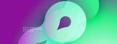 Soyut eğimler akışkan şekiller yaratır. Yeşile mor geçişler, dinamik görsel kompozisyon oluşturuyor. Modern tasarım ögesi.