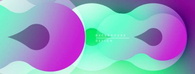 Soyut renkli şekiller modern tasarım yaratarak örtüşüyor. Gradyan renkler harmanlanır, dinamik görsel kompozisyon oluşturur.