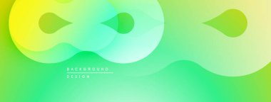 Soyut sıvı şekilleri, canlı yeşil sarı gradyan. Modern tasarım, düz kıvrımlar, dinamik kompozisyon. Mükemmel arkaplan.