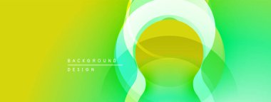 Soyut, enerjik bir arkaplan. Üst üste binen daireler dinamik görsel efekt yaratır. Sarı renkten yeşil renge geçişler. Modern tasarım ögesi.