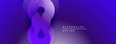 Soyut mor tasarım, üst üste binen daireler oluşturarak dinamik görsel efekt yaratır. Gradyan arka plan derinliği ve modern estetiği arttırır.
