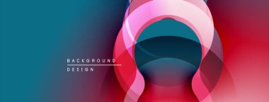 Soyut tasarım özellikleri üst üste binen katmanlar, gradyanlar. Renkler maviyle pembeye karışıyor, sonra da kırmızı. Modern estetik, pürüzsüz geçişler.