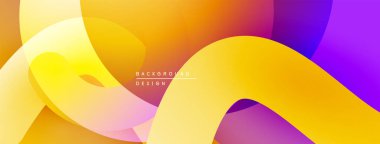 Soyut sıvı şekiller, canlı renklerin karışımı. Sarı, turuncu, mor dinamik bileşim yaratır. Modern tasarım ögesi.