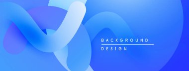 Soyut sıvı şekiller, mavi gradyanlar modern arkaplan oluşturur. Minimalist tasarım, pürüzsüz geçiş, canlı renkler.