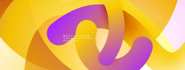 Soyut akışkan şekiller, canlı sarı, mor renkler. Modern tasarım, pürüzsüz gradyanlar dinamik görsel efekt yaratır. Arkaplan ögesi.