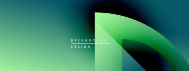 Soyut eğim arkaplanı. Yeşil, mavi renkler düzgün bir şekilde harmanlanır. Minimalist tasarım geometrik şekiller, metin örtüsü içerir. Modern estetik.