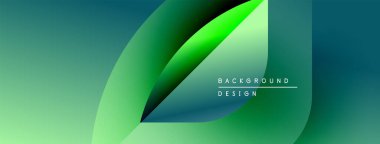 Soyut yeşil arkaplan. Üst üste binen şekiller dinamik görsel efekt yaratır. Sunumlar ve web siteleri için modern tasarım uygun.