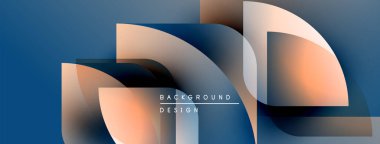 Soyut geometrik şekiller örtüşür, dinamik görsel efekt yaratır. Gradyan renkler harmanlanarak modern tasarım estetiği sunuyor.