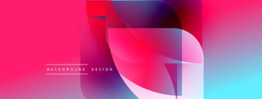Soyut gradyan şekiller çakışıyor. Canlı pembeler, maviler dinamik görsel efektler yaratır. Arka planlar için modern tasarım ögesi.