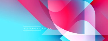 Soyut eğim arkaplanı. Üst üste binen şekiller dinamik görsel efekt yaratır. Mavi, pembe, mor renkler kompozisyona hakim. Modern tasarım ögesi.