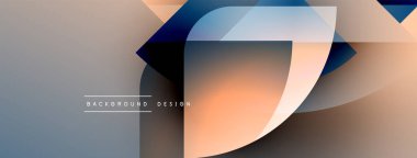 Soyut tasarım özellikleri üst üste binen şekiller, gradyanlar. Yumuşak maviler, portakallar modern görsel efektler yaratır. Minimalist tarz, mevcut temiz çizgiler.