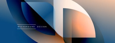 Soyut grafik tasarım akışkan şekiller, gradyanlar içerir. Mavi, turuncu renkler kompozisyona hakim. Minimum metin mevcut. Modern estetik.