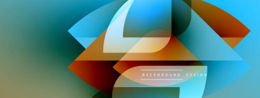 Soyut geometrik şekiller örtüşüyor, canlı renk eğimleri yaratıyor. Modern tasarım elementleri dinamik görsel deneyim önerir.