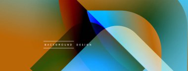 Soyut geometrik şekiller örtüşüyor, canlı renk eğimleri yaratıyor. Tasarım pürüzsüz geçişler ve modern estetik içeriyor..