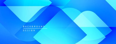 Soyut mavi arkaplan. Üst üste binen şekiller dinamik görsel efekt yaratır. Dijital projeler için modern tasarım.