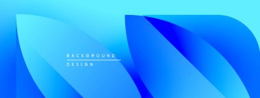 Soyut mavi eğimli arkaplan. Üst üste binen şekiller dinamik görsel efekt yaratır. Dijital projeler için uygun minimalist tasarım.