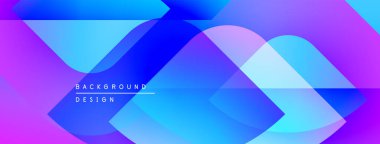 Soyut geometrik şekiller örtüşür, parlak mavi ve mor renkler yaratır. Arkaplan ve sunumlar için modern tasarım ögesi.